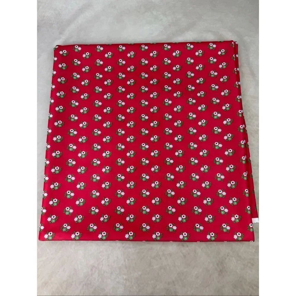 Vintage Fabric Red Flower Power Polyester Knit 54x60”